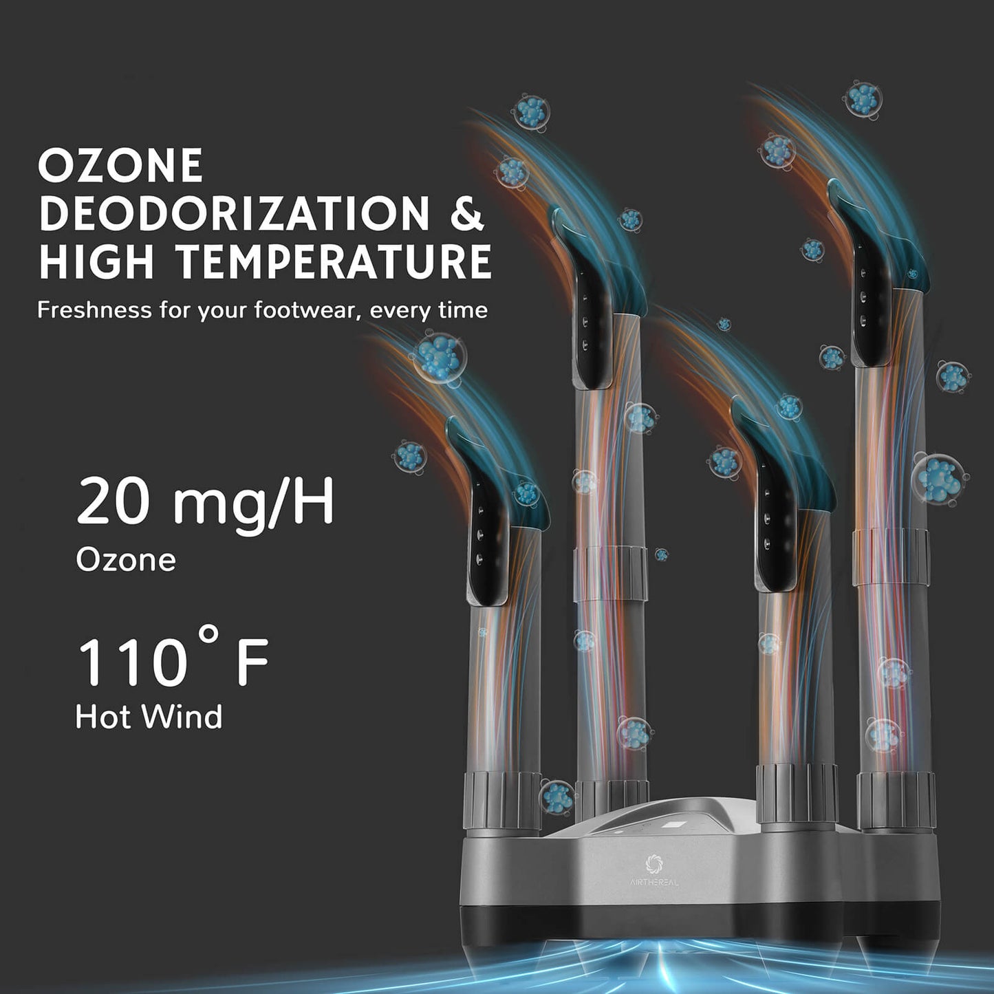 OZONE DEODORIZATION & HIGH TEMPERATURE
Freshness for your footwear, every time