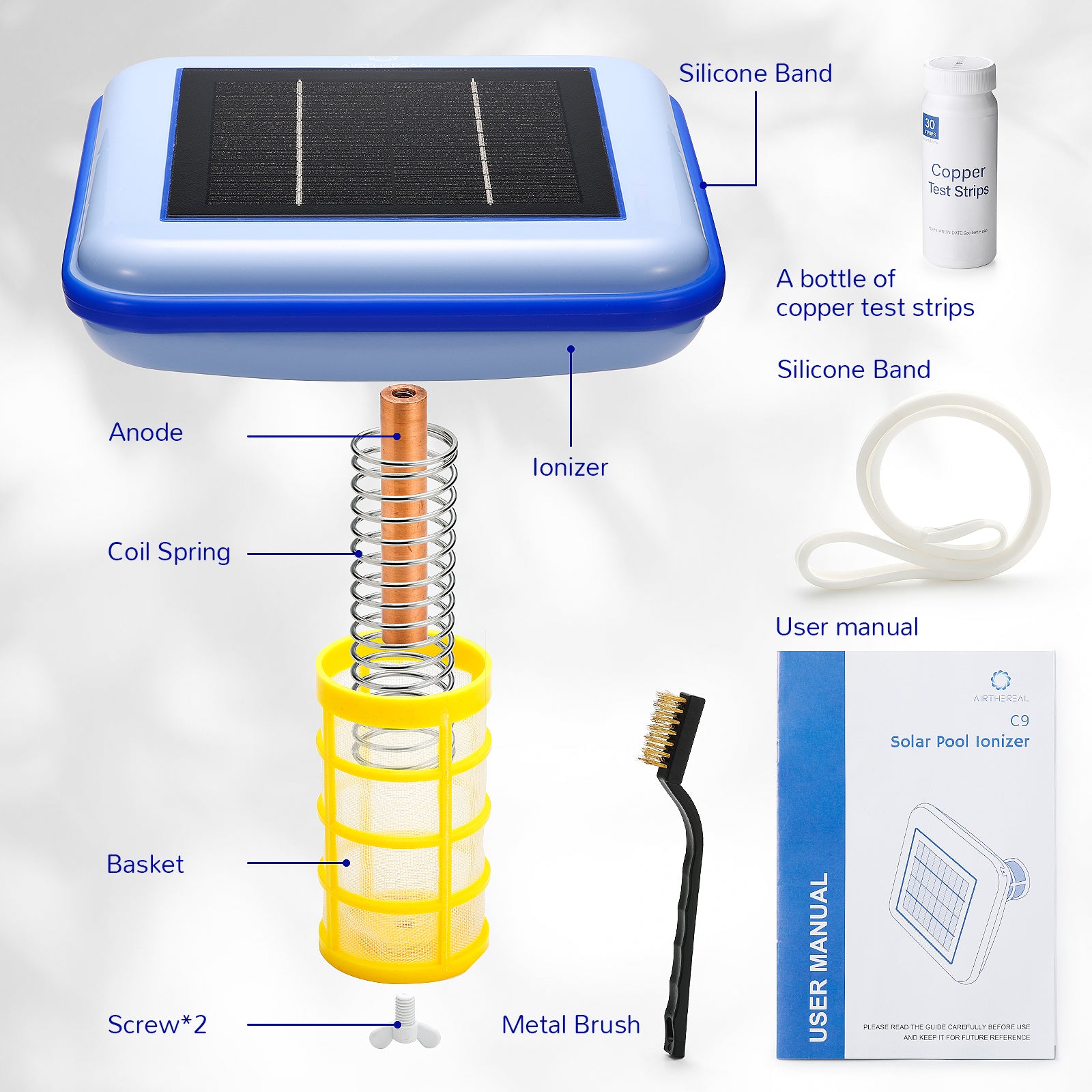 Airthereal Solar Pool Ionizer - Floating Water Cleaner and Purifier | Keeps Pool Water Crystal Clear, Reduces Chlorine Usage by 85%