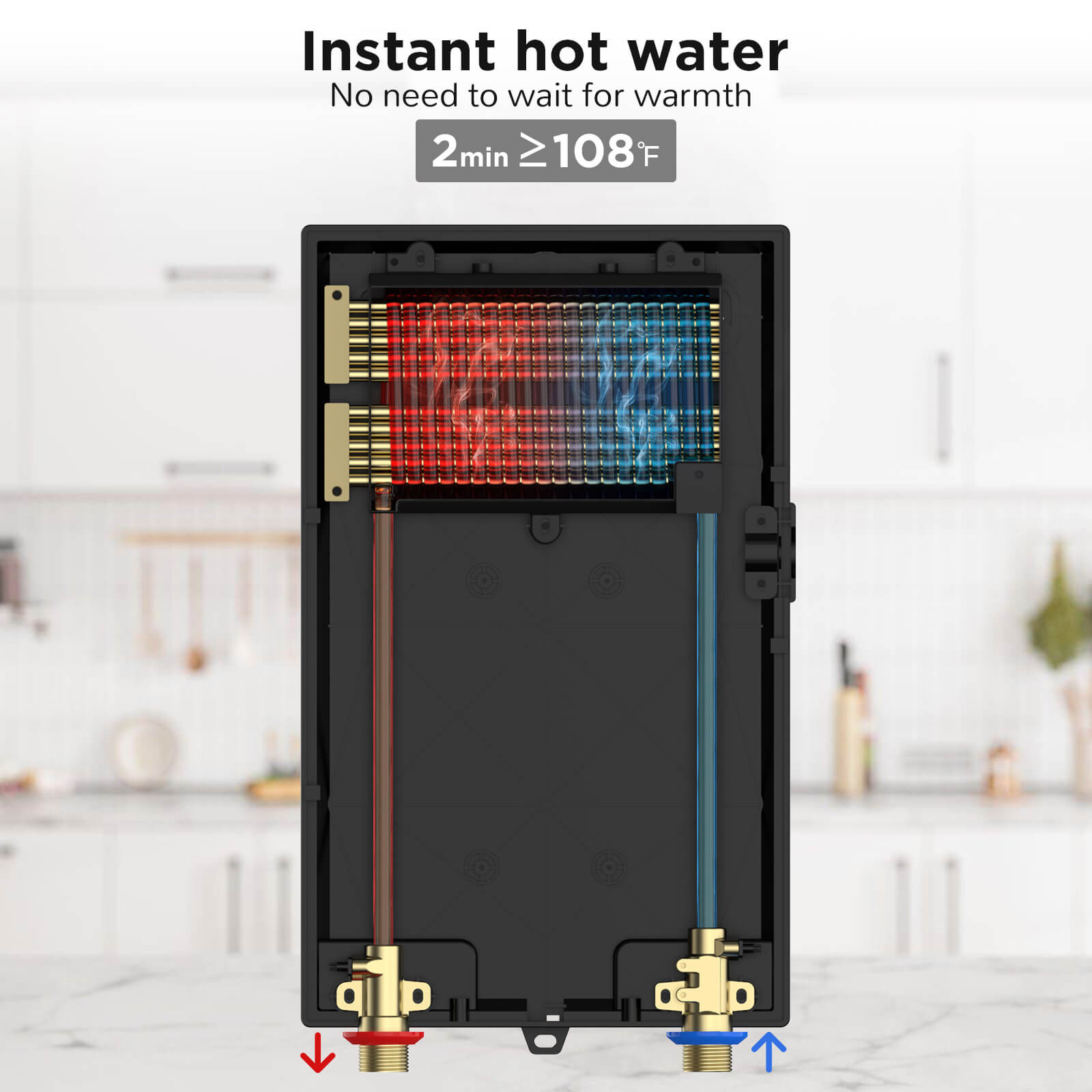 Airthereal Electric Tankless Water Heater, 8kW, 240 Volts - Endless On-Demand Hot Water - Self Modulates to Save Energy Use - for Faucet and Sink, Evening Tide series
