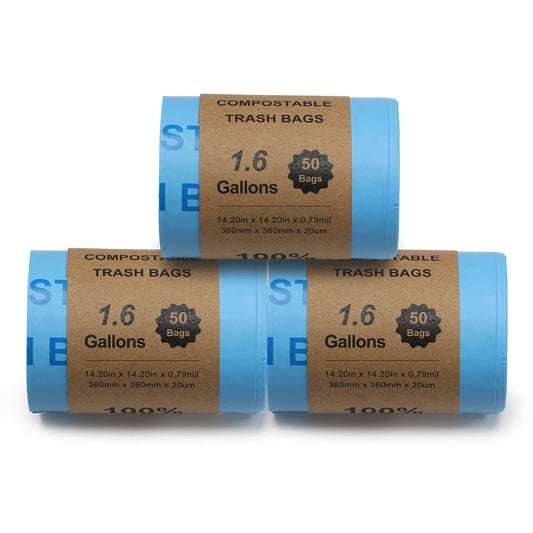 Airthereal 100% Compostable 1.6 Gallon Trash Bags, Biodegradable, Kitchen-Friendly Waste Solution for R500 Revive Electric Composter, OK Compost Home and TUV Certified (150 Count, 1.6 Gallon, Blue)