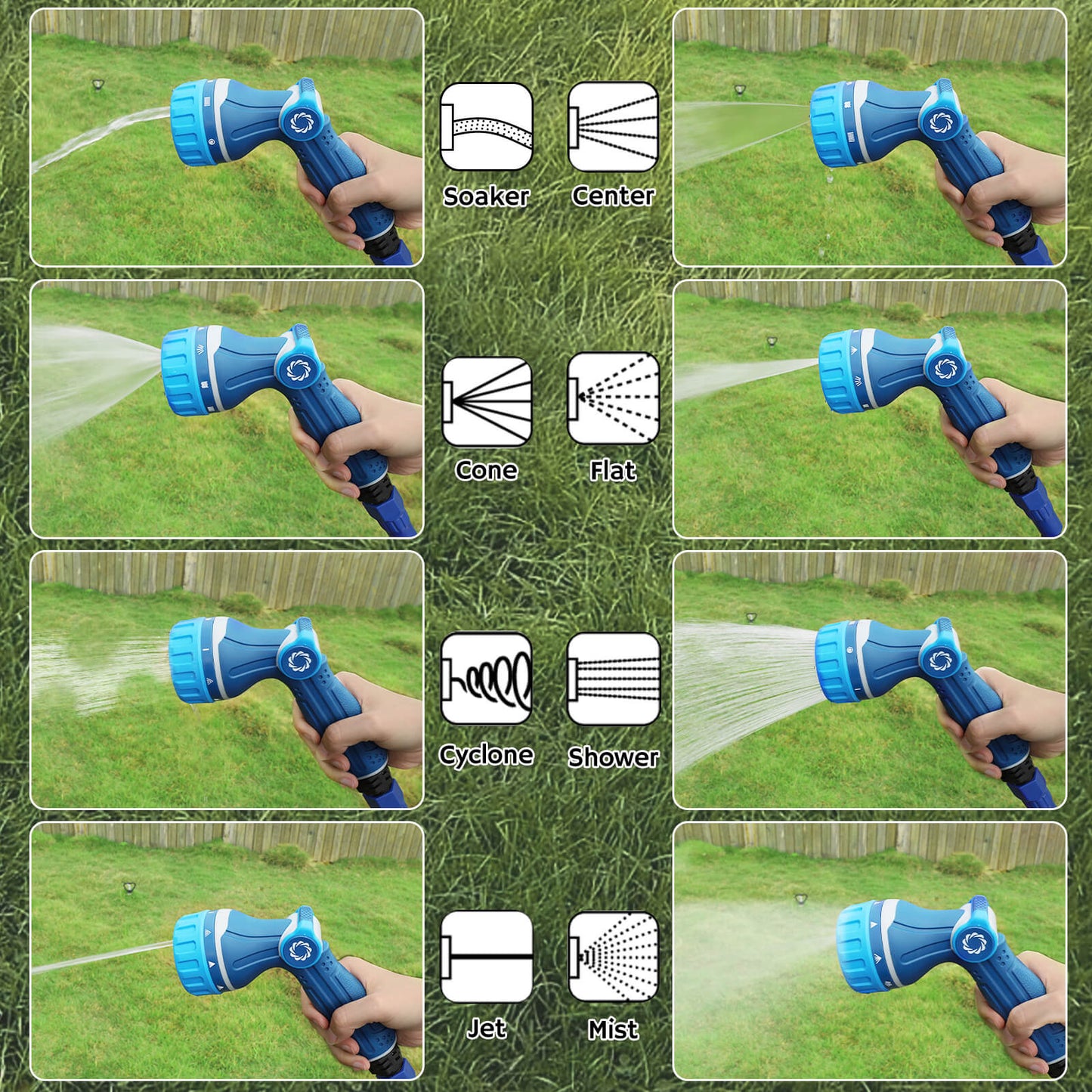 Airthereal Water Hose Nozzle, 8 Spray Patterns with Thumb Control for High-Pressure Garden, Lawn, Car, and Pet Washing, Includes Quick Connector