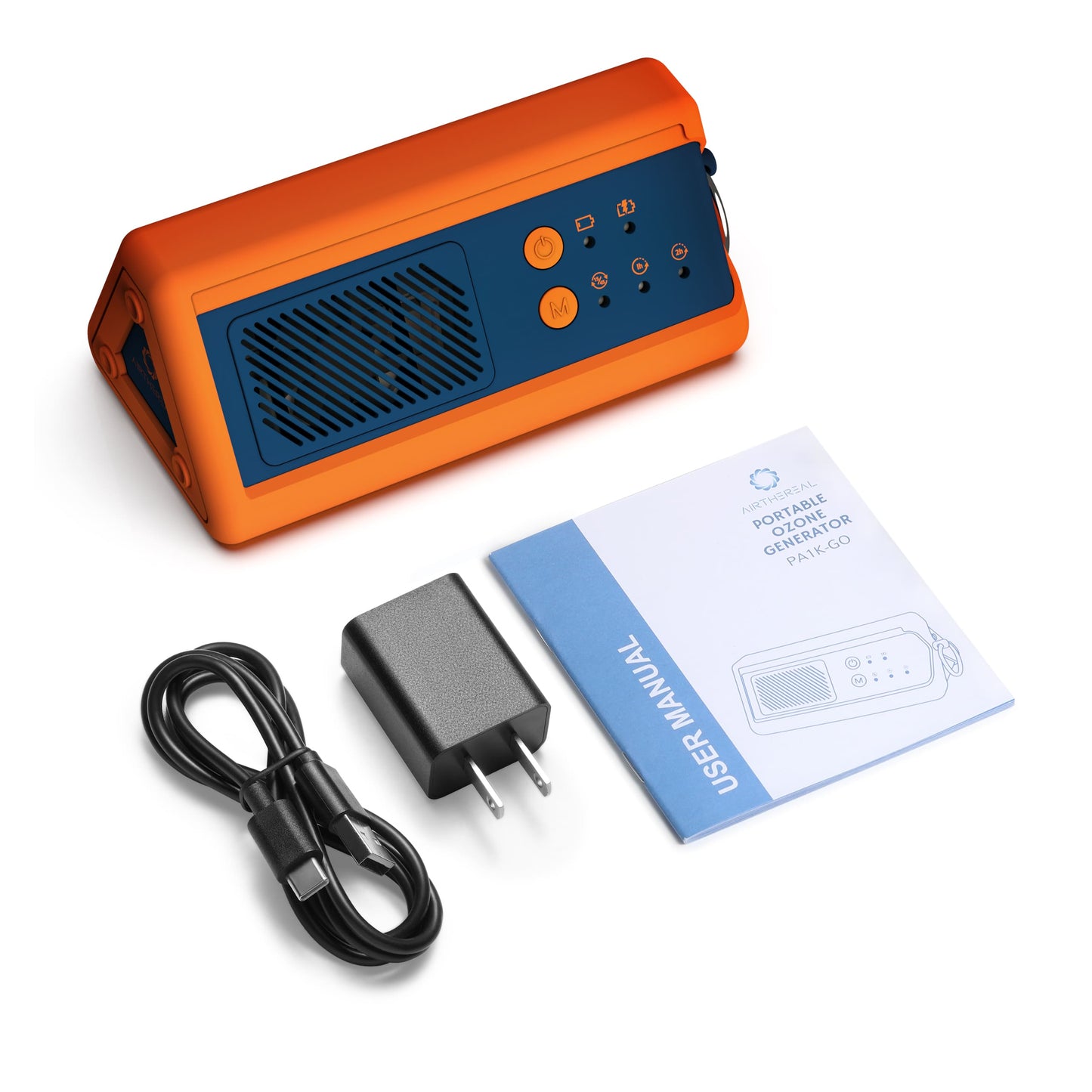 Airthereal PA1K-GO 1,000mg/h Portable Ozone Generator - Cordless Battery Powered Odor Eliminator for Car, Hotel Rooms, Offices, Bathrooms, and Small Spaces (Blue)