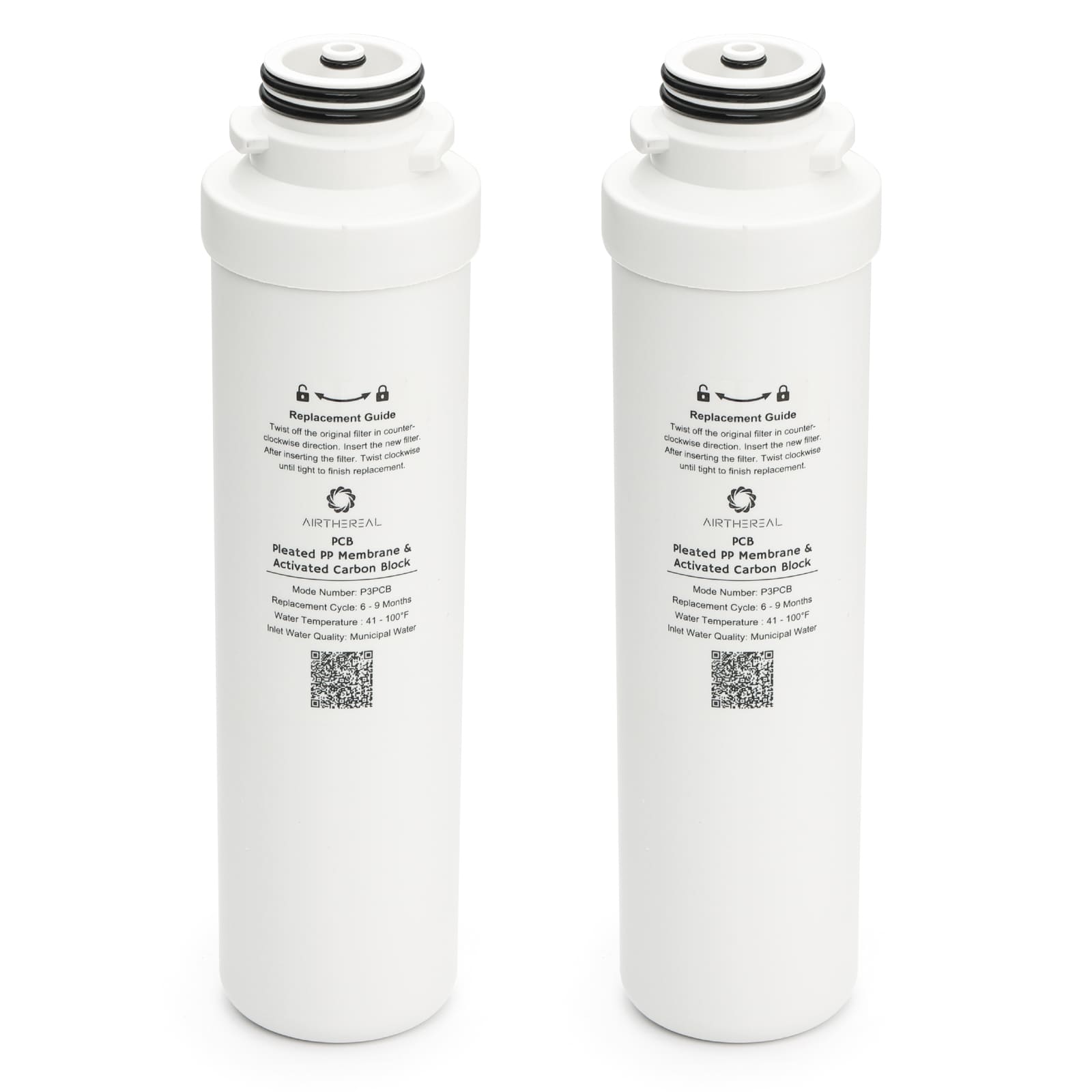 Airthereal PCB Replacement Filter for Pristine Lite3 Countertop Reverse Osmosis System,1st Stage, Reduces large particles, chlorine, colors and odors, 2-Pack