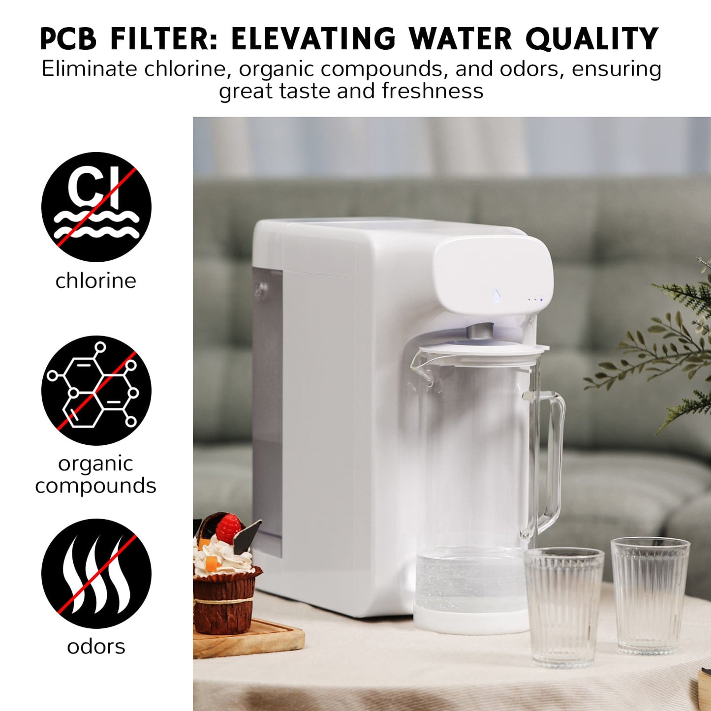 Airthereal PCB Replacement Filter for Pristine Lite3 Countertop Reverse Osmosis System,1st Stage, Reduces large particles, chlorine, colors and odors, 2-Pack