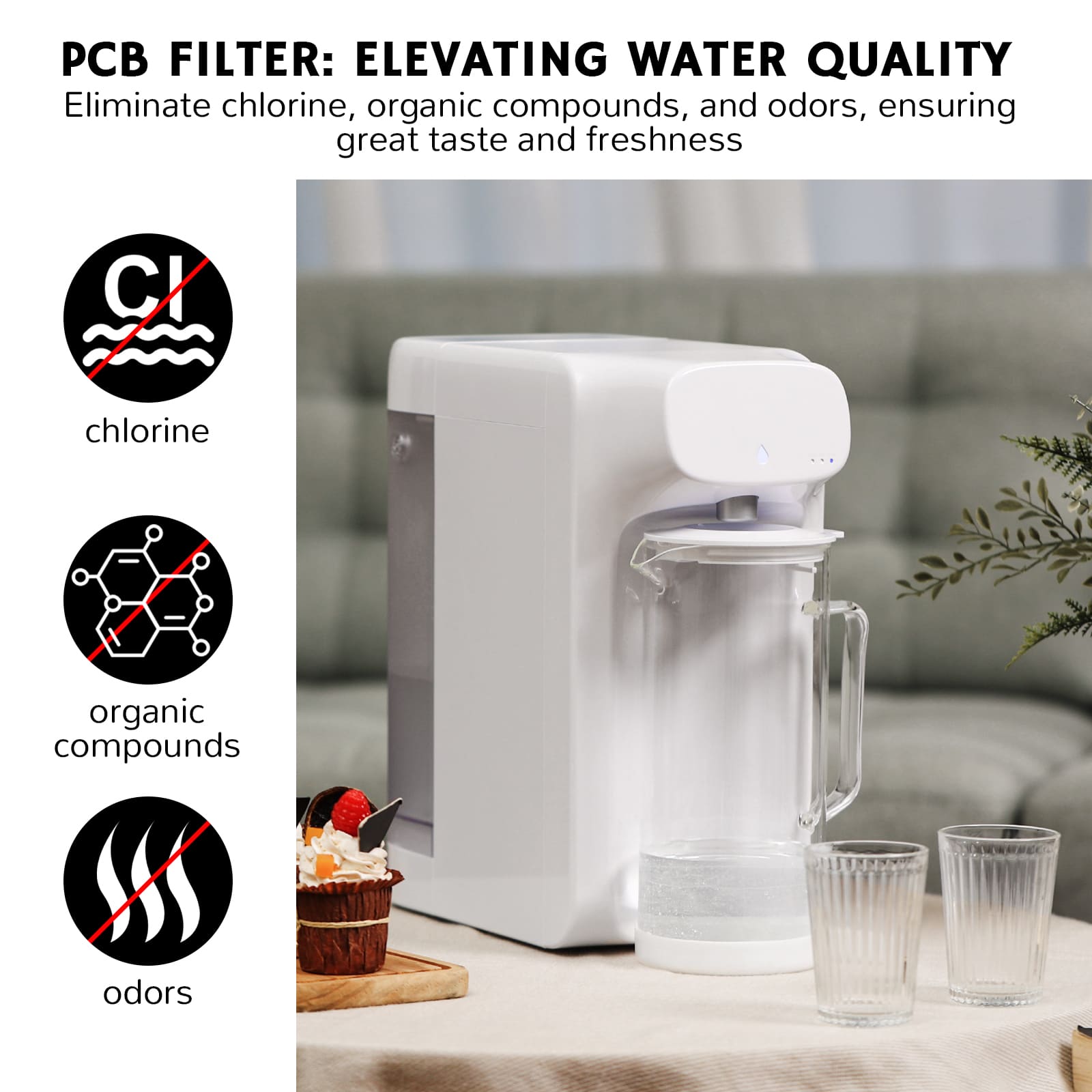 Airthereal PCB Replacement Filter for Pristine Lite3 Countertop Reverse Osmosis System,1st Stage, Reduces large particles, chlorine, colors and odors, 2-Pack