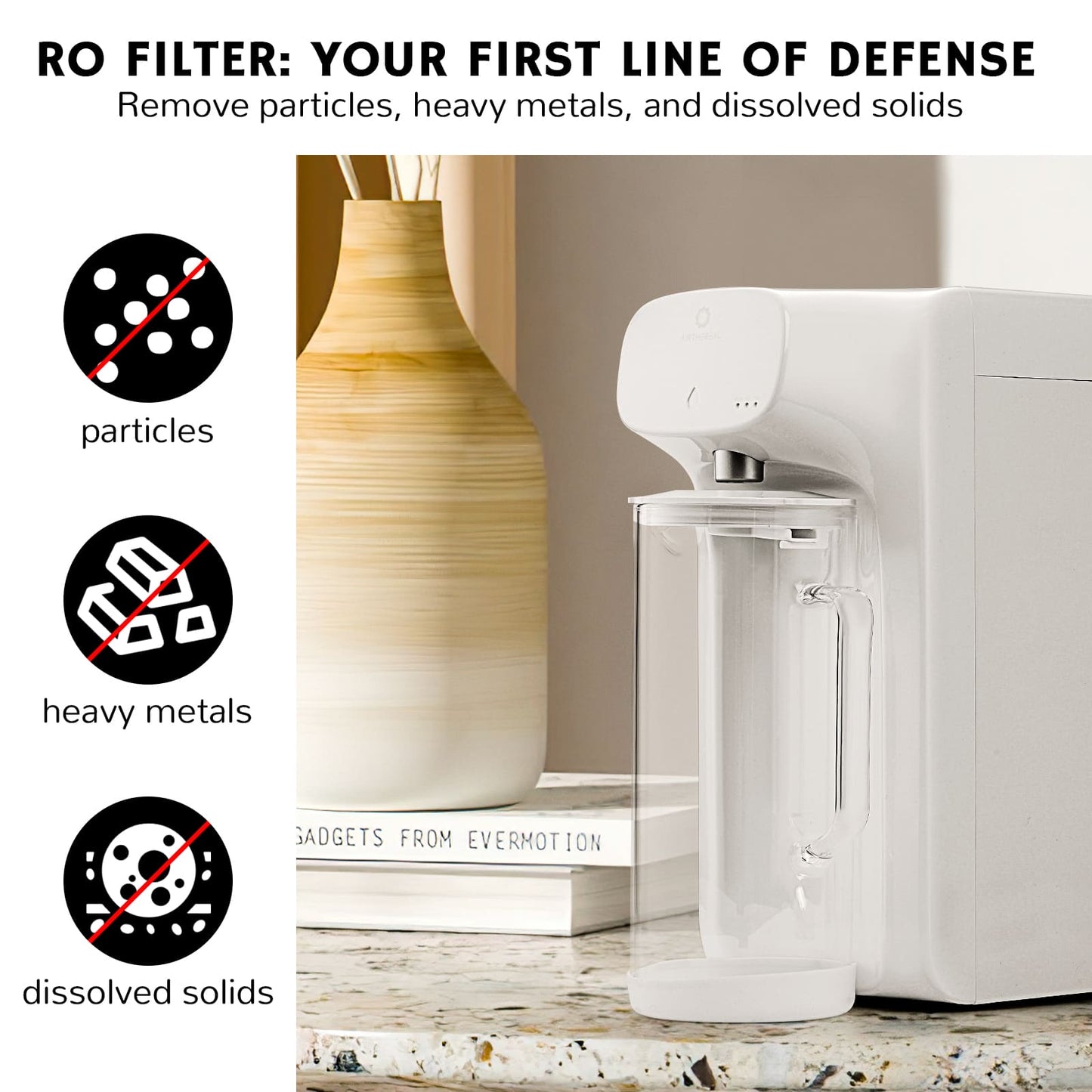 Airthereal RO Replacement Filter for Pristine Lite3 Countertop Reverse Osmosis System, 2nd Stage, Reduces Heavy Metals such as Lead, Mercury, Cadmium, Arsenic, 1-Pack