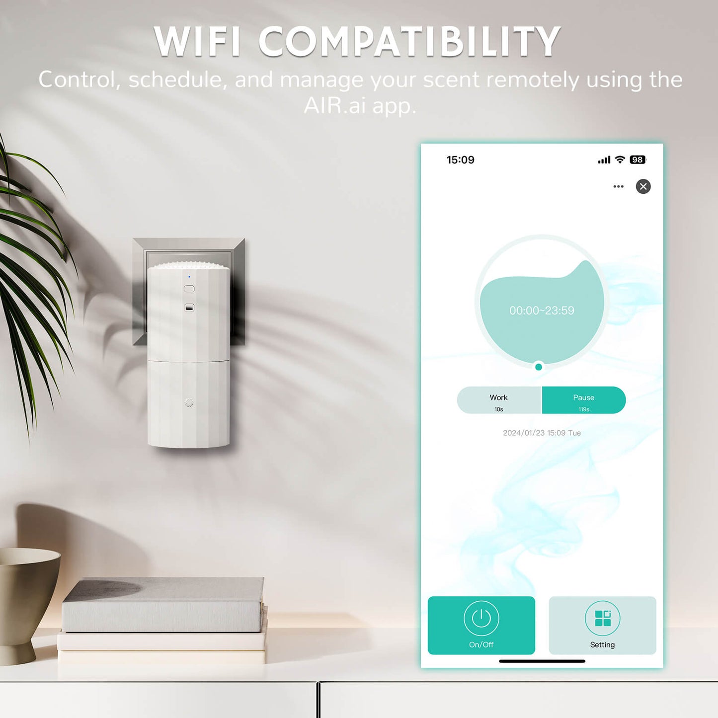 Airthereal Plug-In Waterless Fragrance Diffuser, 130ml Nebulizing Aromatherapy Air Diffuser, Scent Air Machine with Smart App Control, Auto Shut-Off, Safe for Children and Pets, White