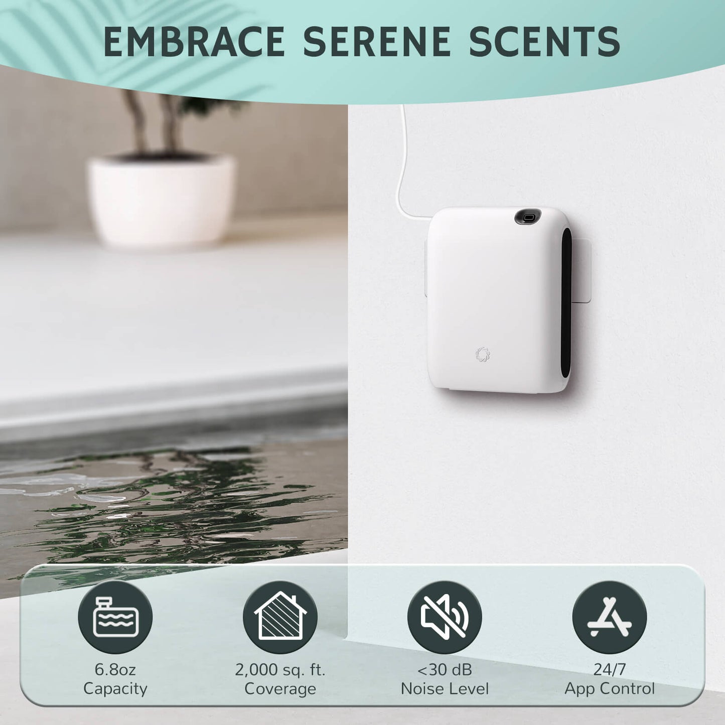 Airthereal Portable Nebulizing Scent Air Machine, Waterless Fragrance Diffuser with Smart App Controlled - 200ml Aromatherapy Air Diffuser for Large Area up to 2000 sq ft. - Safe for Family & Pets - White