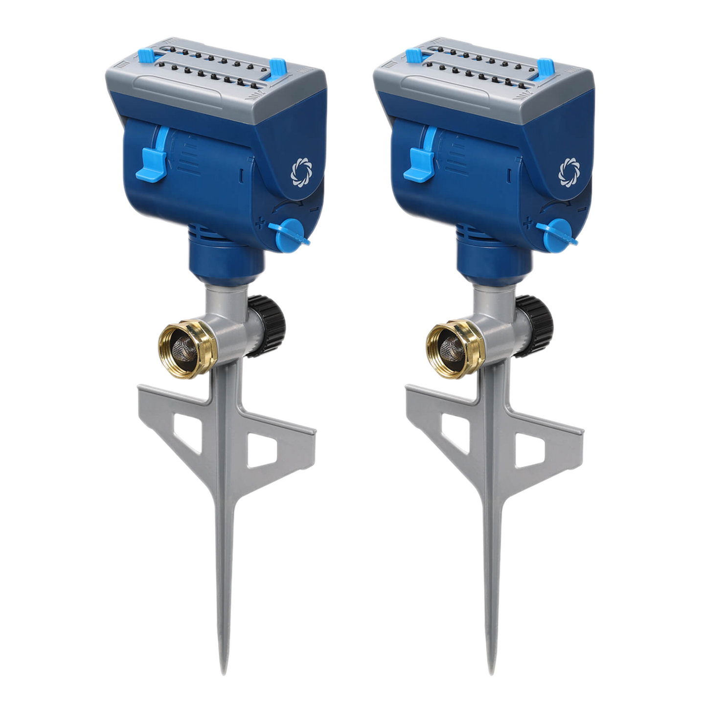 Airthereal Oscillating Sprinkler with Metal Step Spike and Quick Connect Adapter Set, Control Watering Range, Width, and Flow Rate, Covers up to 4,069 sq.ft., Blue