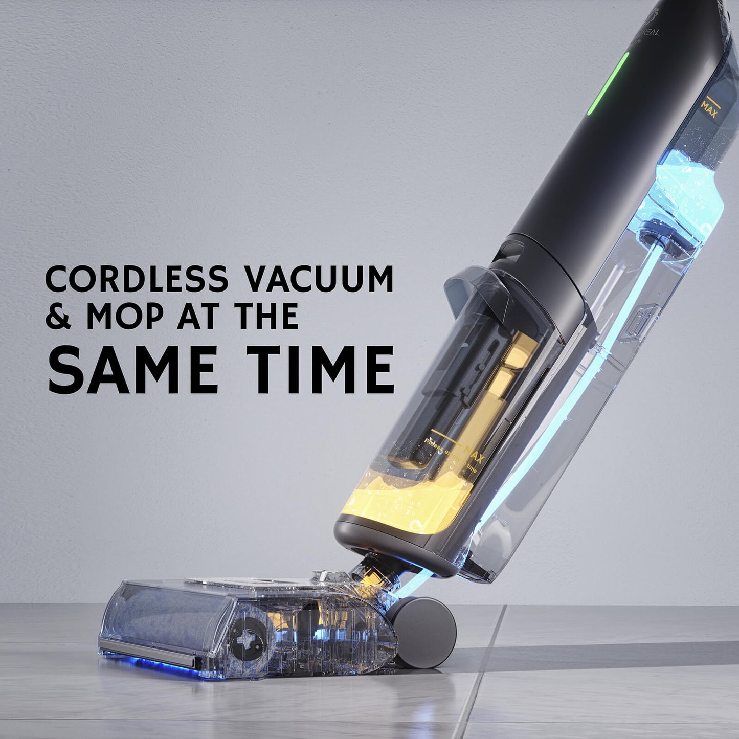 Airthereal VacTide V1 Smart Wet Dry Vacuum Cleaner, Cordless Hard Floor Cleaner Vacuum Mop All in One with Self-Cleaning, Smart Voice Assistant with Extra Brush-Roll and Filter, Gray