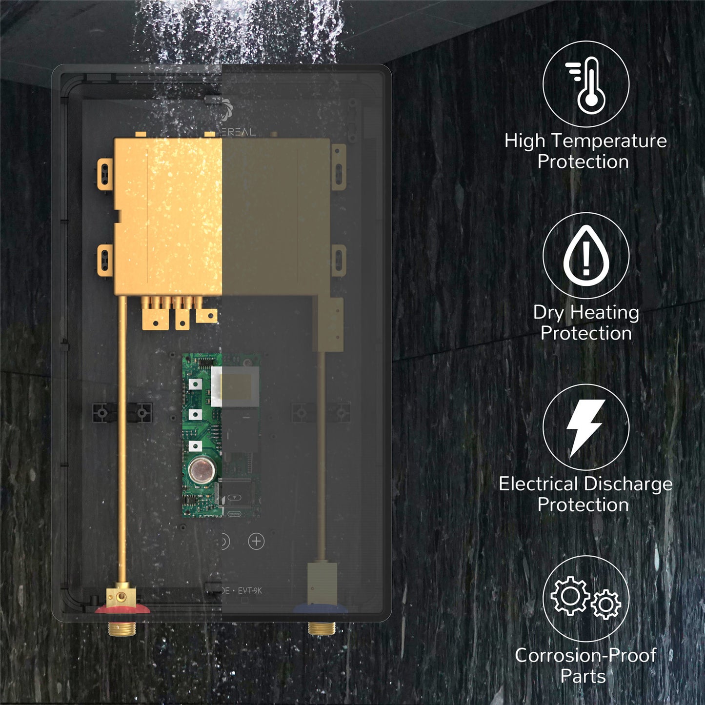Airthereal Electric Tankless Water Heater, 240Volts - Endless On-Demand Hot Water - Self Modulates to Save Energy Use - for Sink and Faucet, Evening Tide series