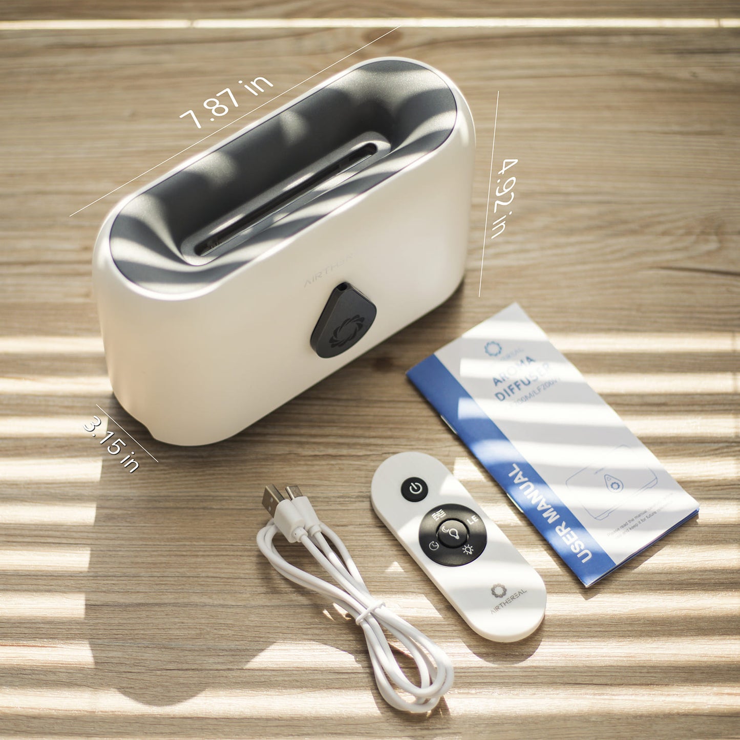 Airthereal Flame Diffuser with Remote Control - Aroma Essential Oil Diffuser and Ultrasonic Cool Mist Flame Humidifier - Timer, Adjustable Mist Mode, LED Lighting Effect (White)