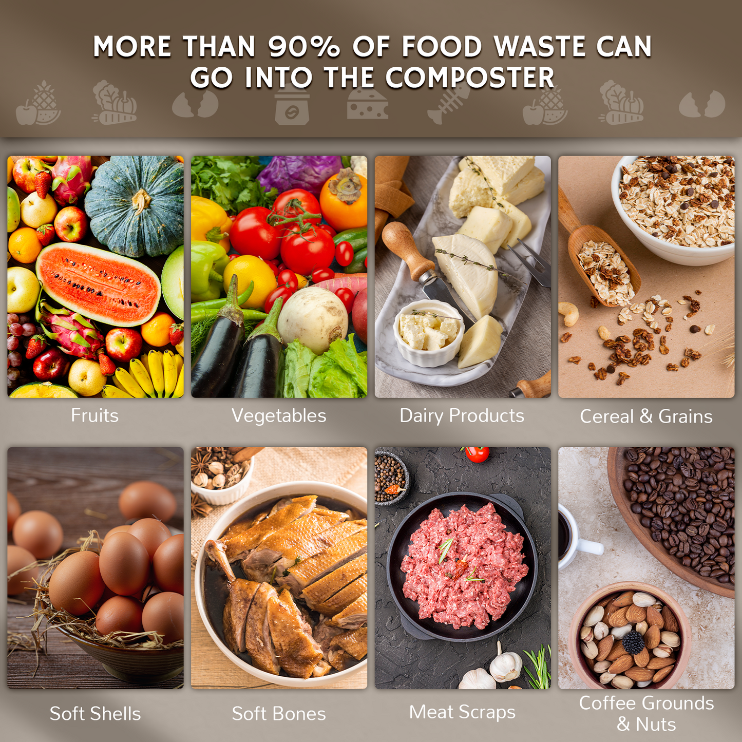 Airthereal Revive Electric Kitchen Composter, 2.5L Capacity with Sharksden Trinity Blade, Turn Food Waste and Scraps into Dry Compost Fertilizer for Plants, White