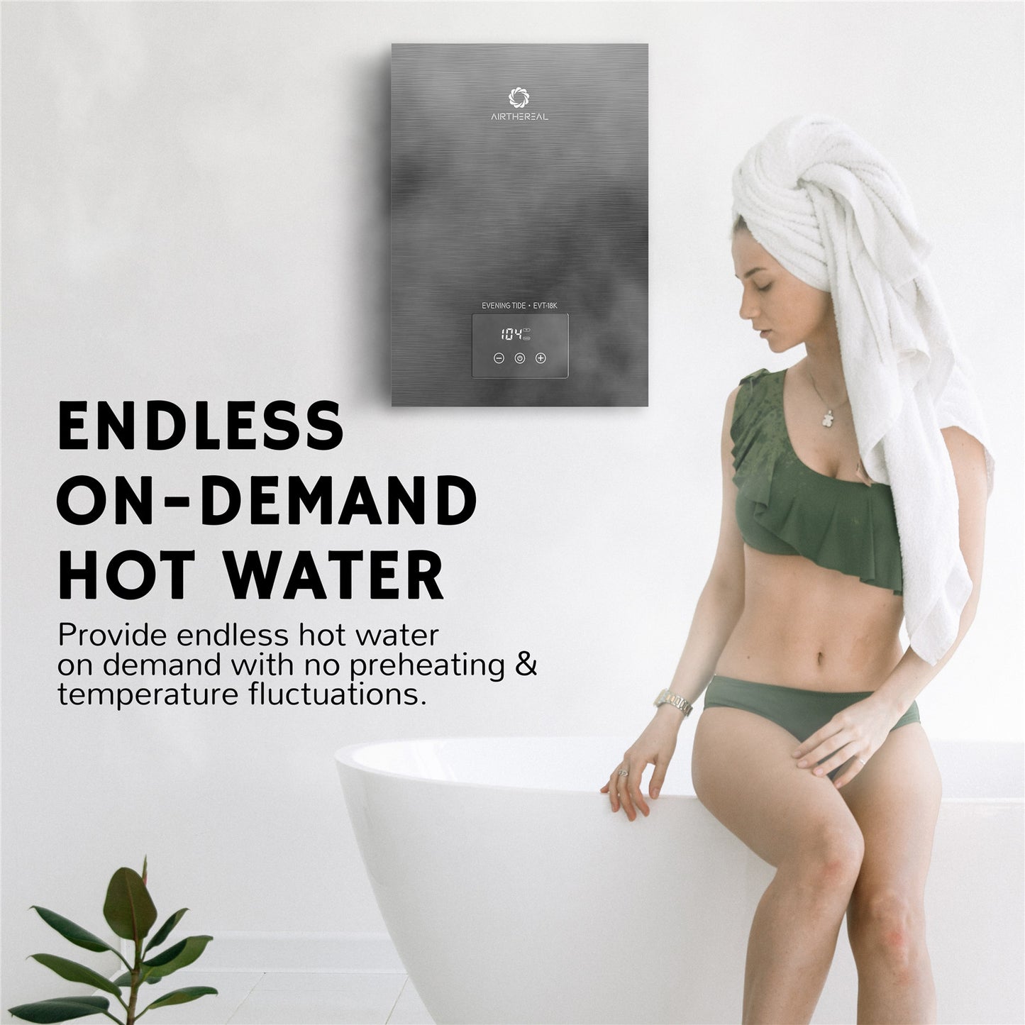 Airthereal Electric Tankless Water Heater 18kW, 240Volts -  Endless, on-demand hot water - Provide endless hot water on demand with no preheating & temperature fluctuations