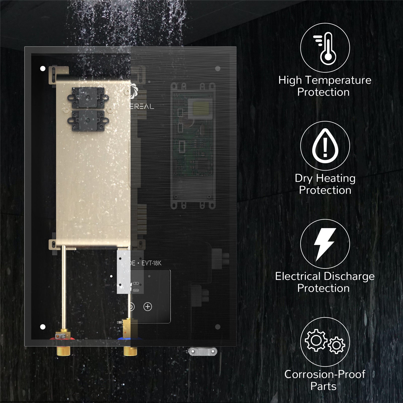 Airthereal Electric Tankless Water Heater 18kW, 240Volts - High Temperature Protection - Dry Heating Protection - Electrical Discharge Protection - Corrosion-Proof Parts