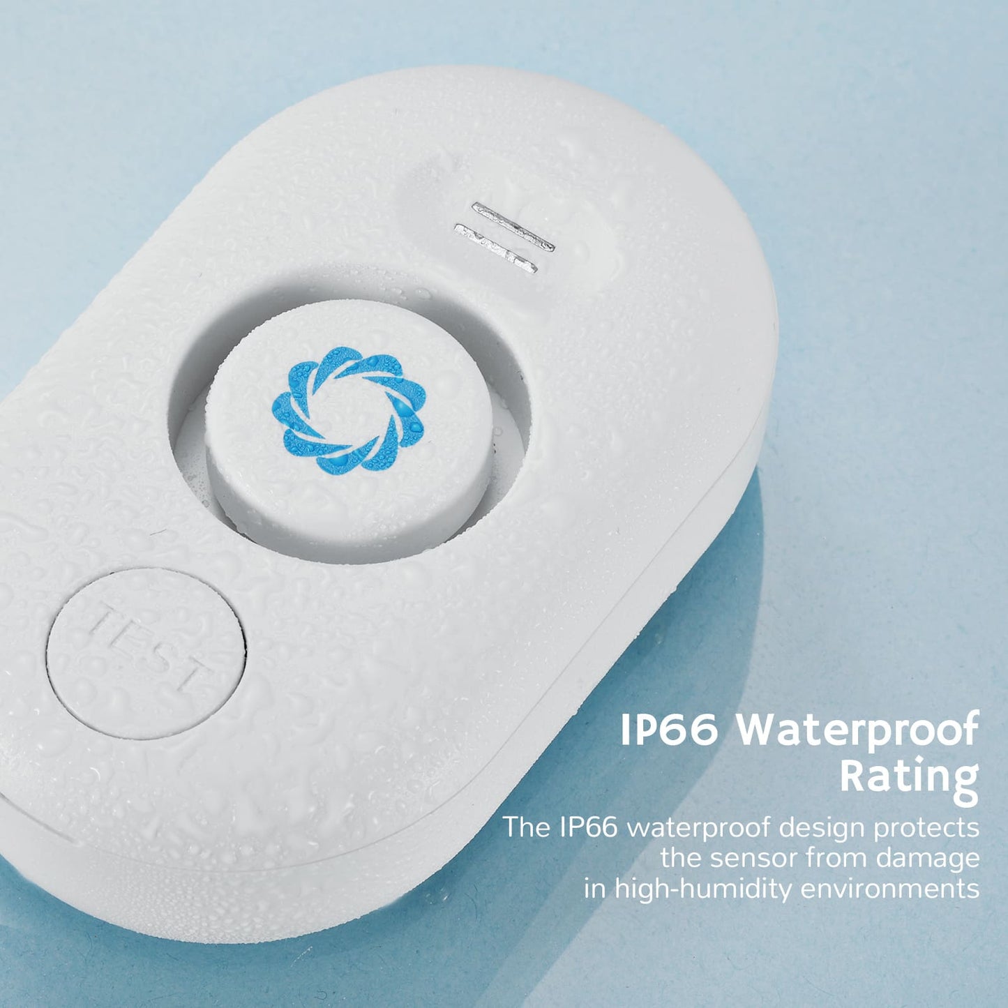 Airthereal Water Leak Detector 3 Pack with WiFi Gateway, IP66 Waterproof Rating, the IP66 waterproof design protects the sensor from damage in high-humidity environments