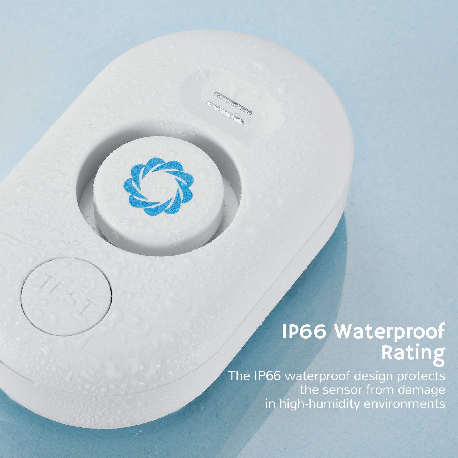 Airthereal Water Leak Detector 3 Pack with WiFi Gateway, IP66 Waterproof Rating, the IP66 waterproof design protects the sensor from damage in high-humidity environments