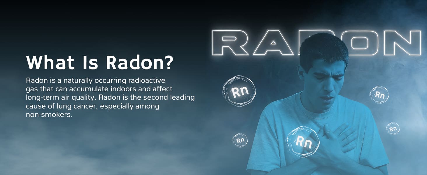 Infographic explaining what radon is, how it can accumulate indoors, and its potential health risks.