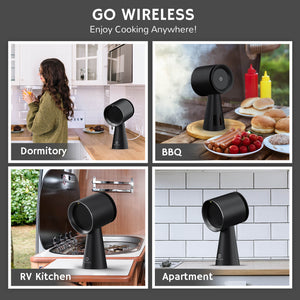 Wireless kitchen companion suitable for various settings, including dormitories, BBQs, RV kitchens, and apartments, enhancing cooking experiences anywhere.