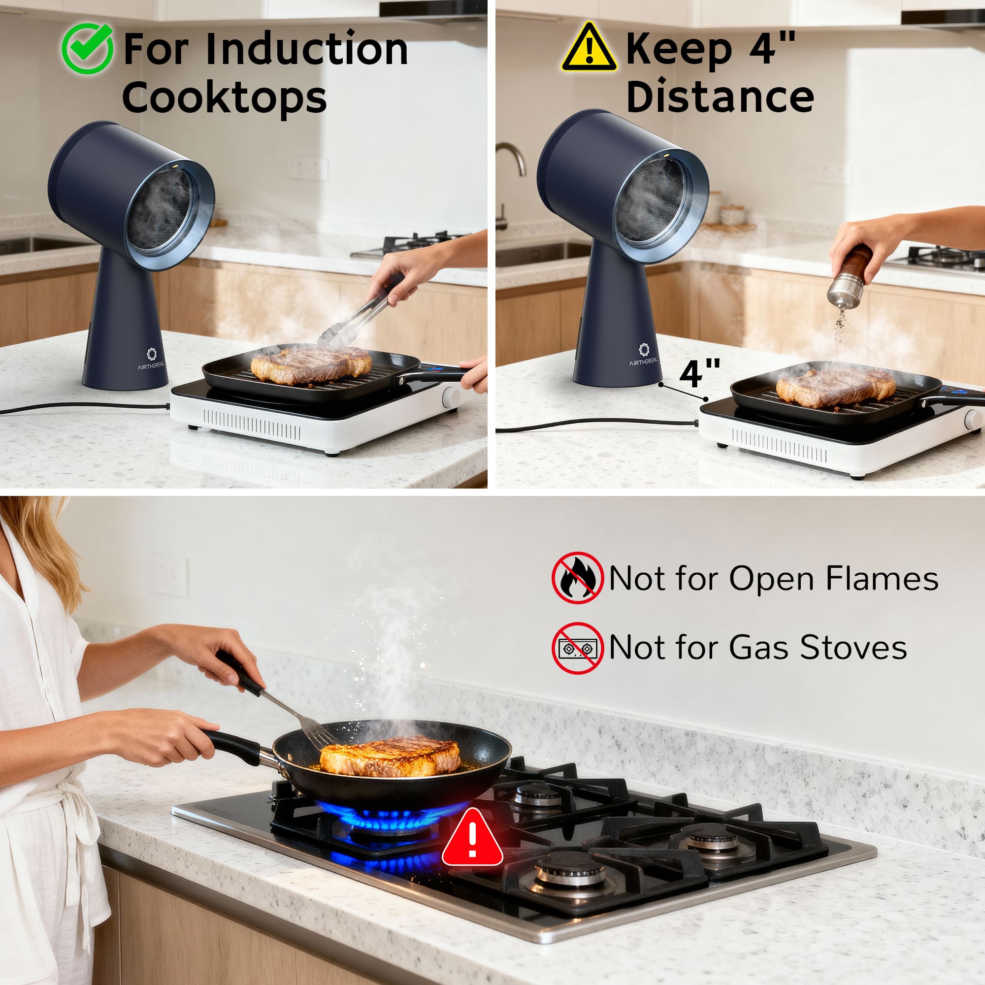 Airthereal RH180 Portable Range Hood with 3-Fan Speeds and Large