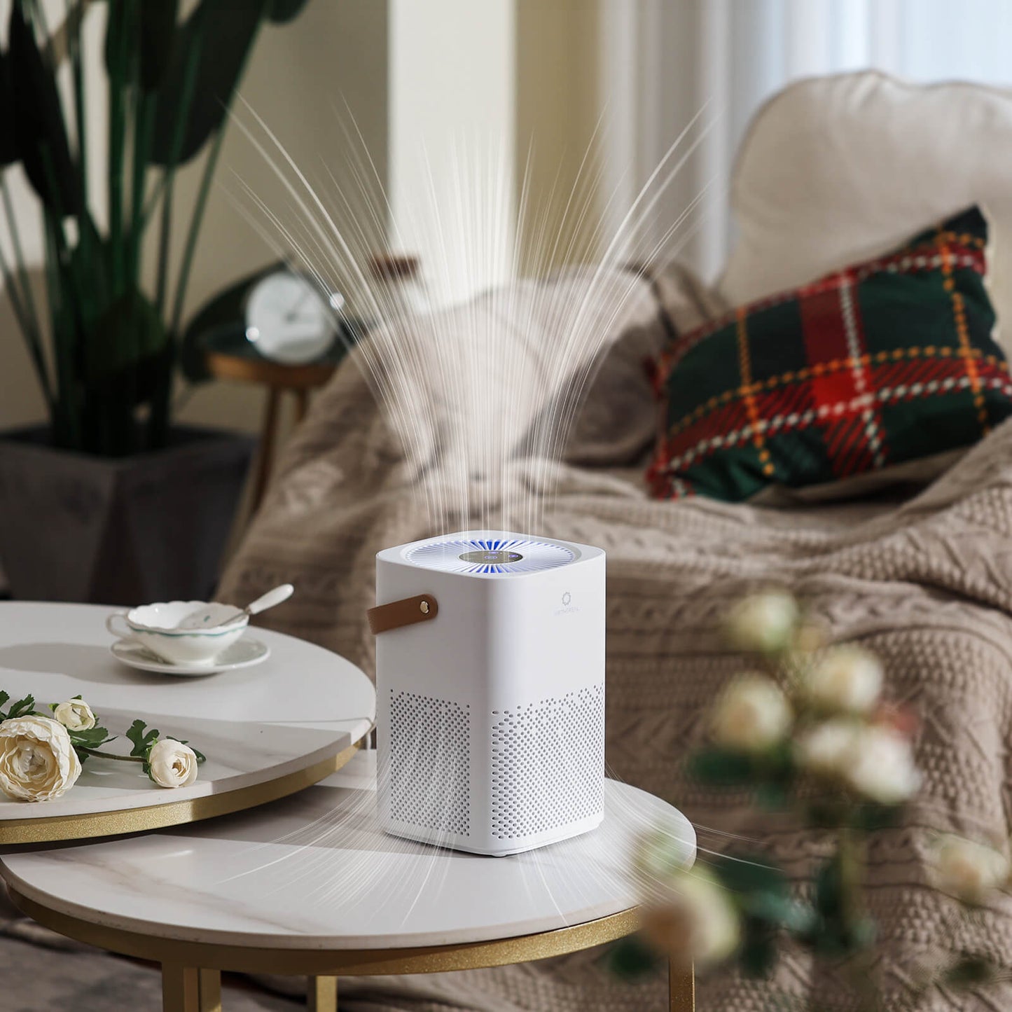 Airthereal ADH70 Portable HEPA Air Purifier with Sleep Mode for Car, Desktop, and Bedroom, Removes Allergens, Dust, Pollen, Smoke, and Odors, Day Dawning, White