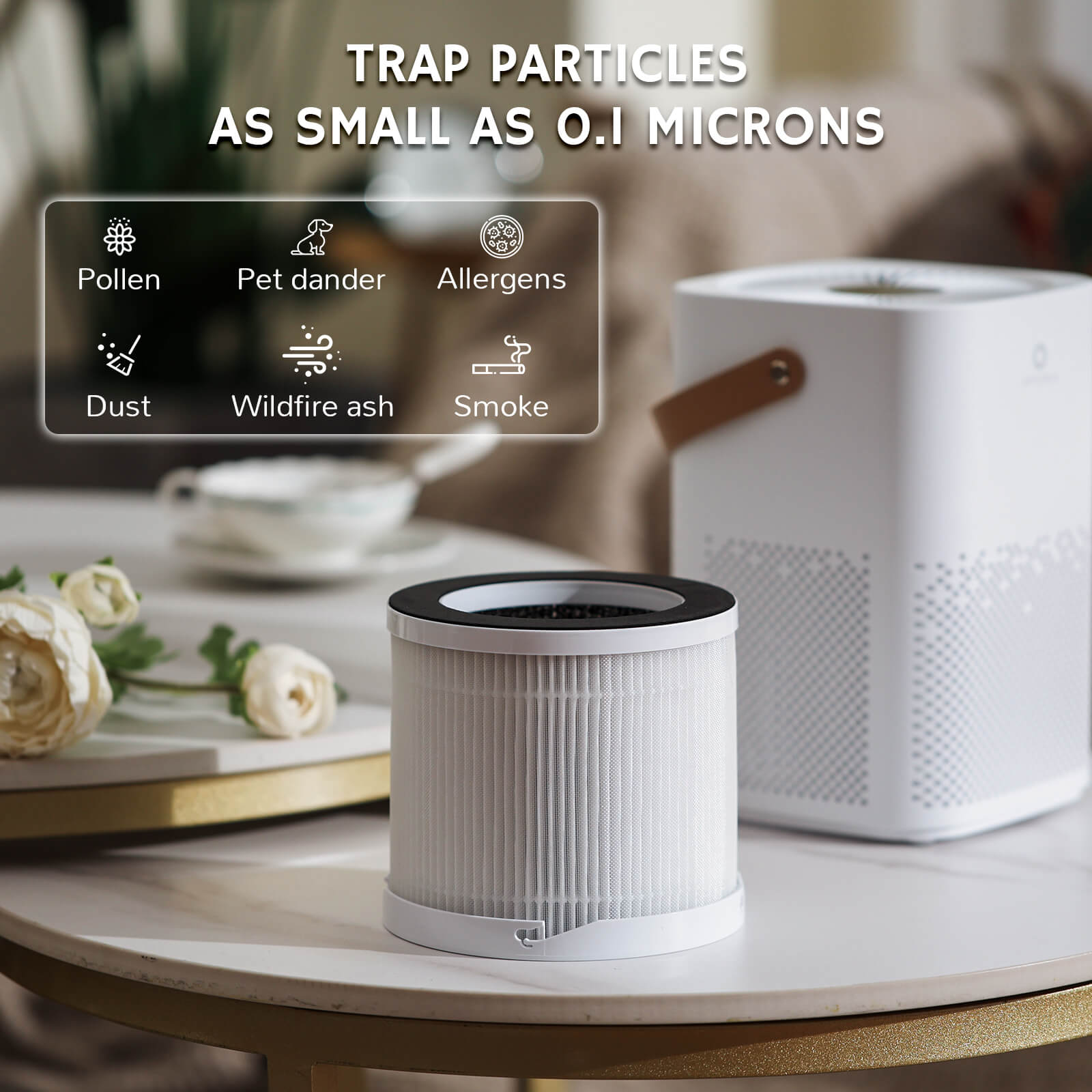 Airthereal ADH70 Portable HEPA Air Purifier with Sleep Mode for Car, Desktop, and Bedroom, Removes Allergens, Dust, Pollen, Smoke, and Odors, Day Dawning, White