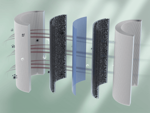 Illustration of a multi-stage water filtration system showing different filter layers.