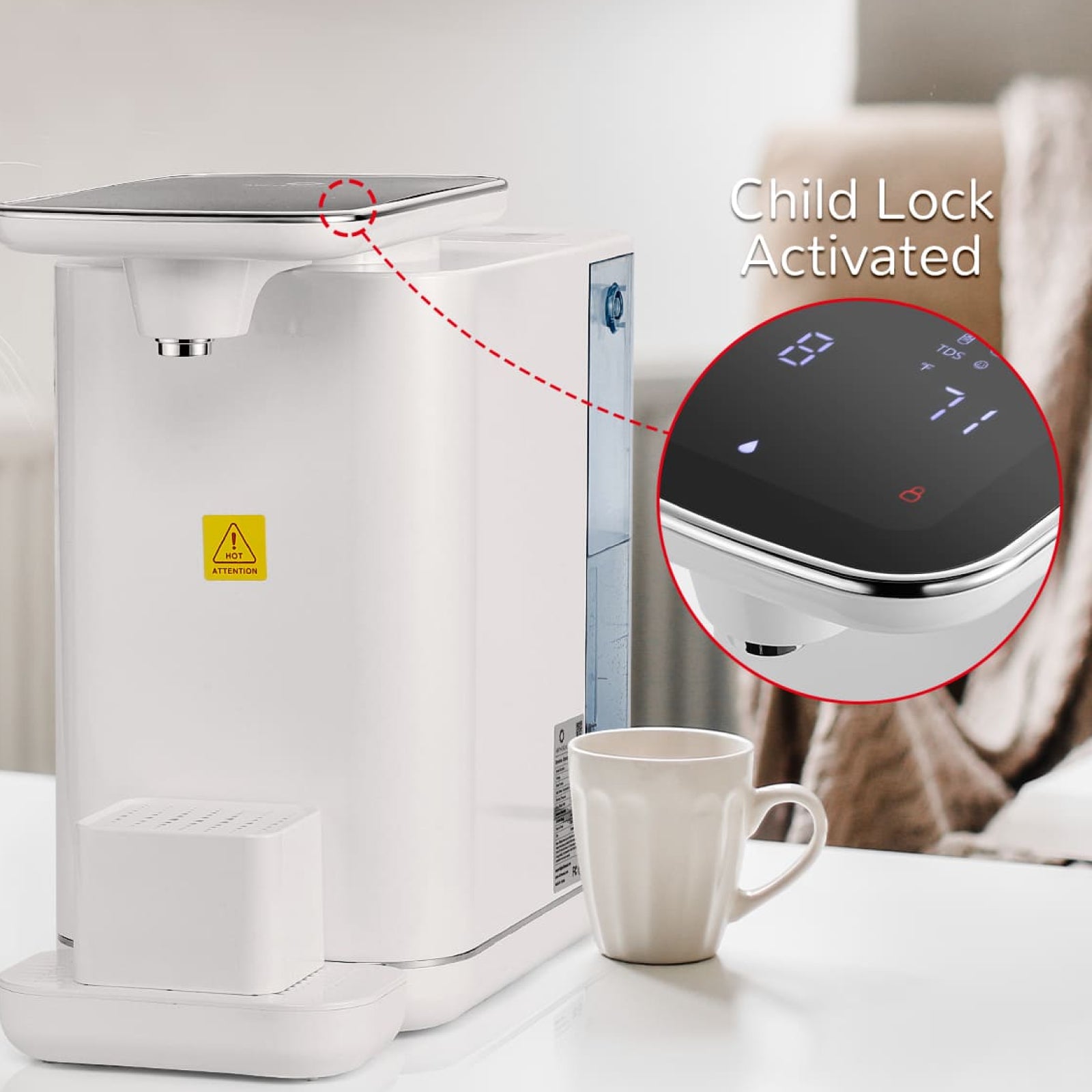 RO Water Dispenser: Pure Water with 3-Second Heating, 1.5-Gallon Tank, and Auto Backflushing.