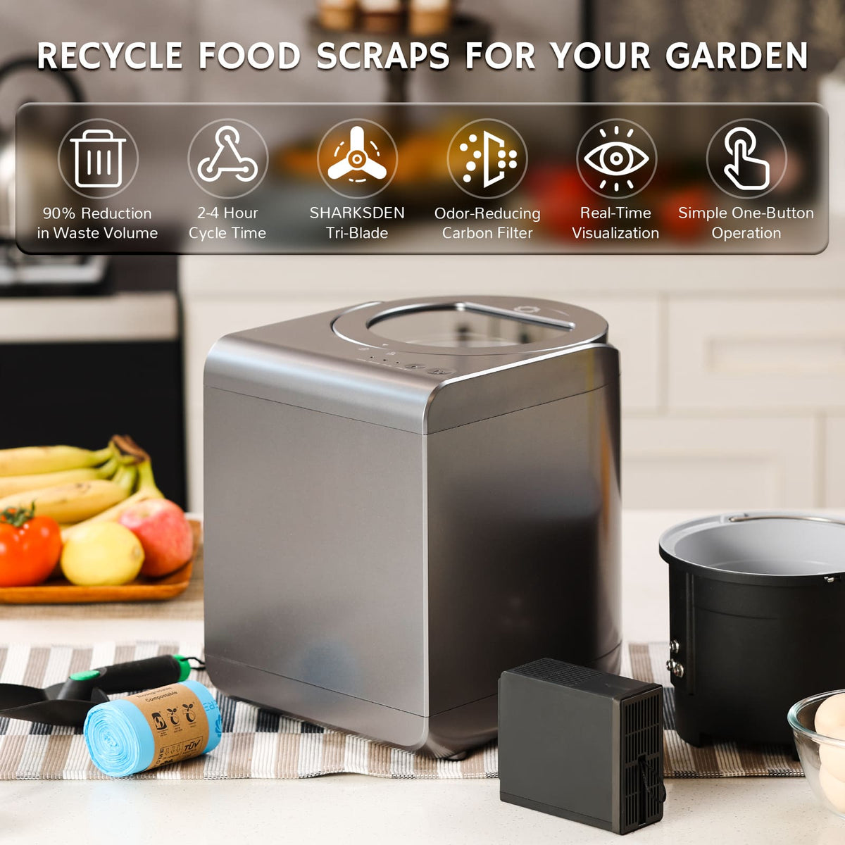 Airthereal V500 Electric Kitchen Countertop Composter, Turn Food Waste ...