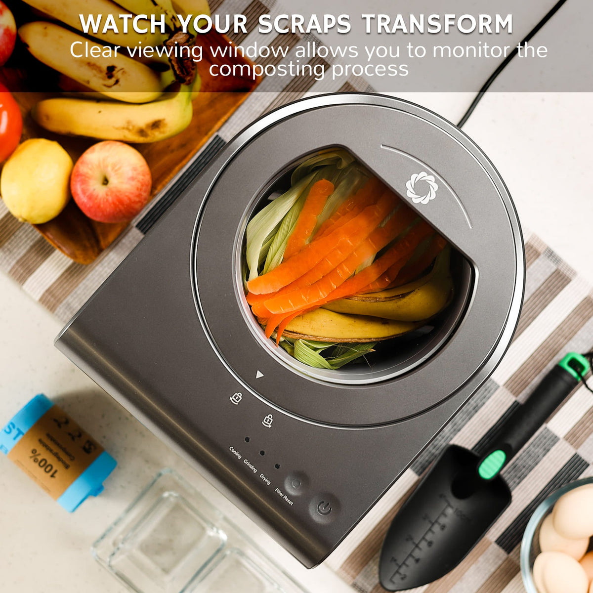 Counter Composter Airthereal V500 Electric Kitchen Countertop Composter, Turn Food Waste ...