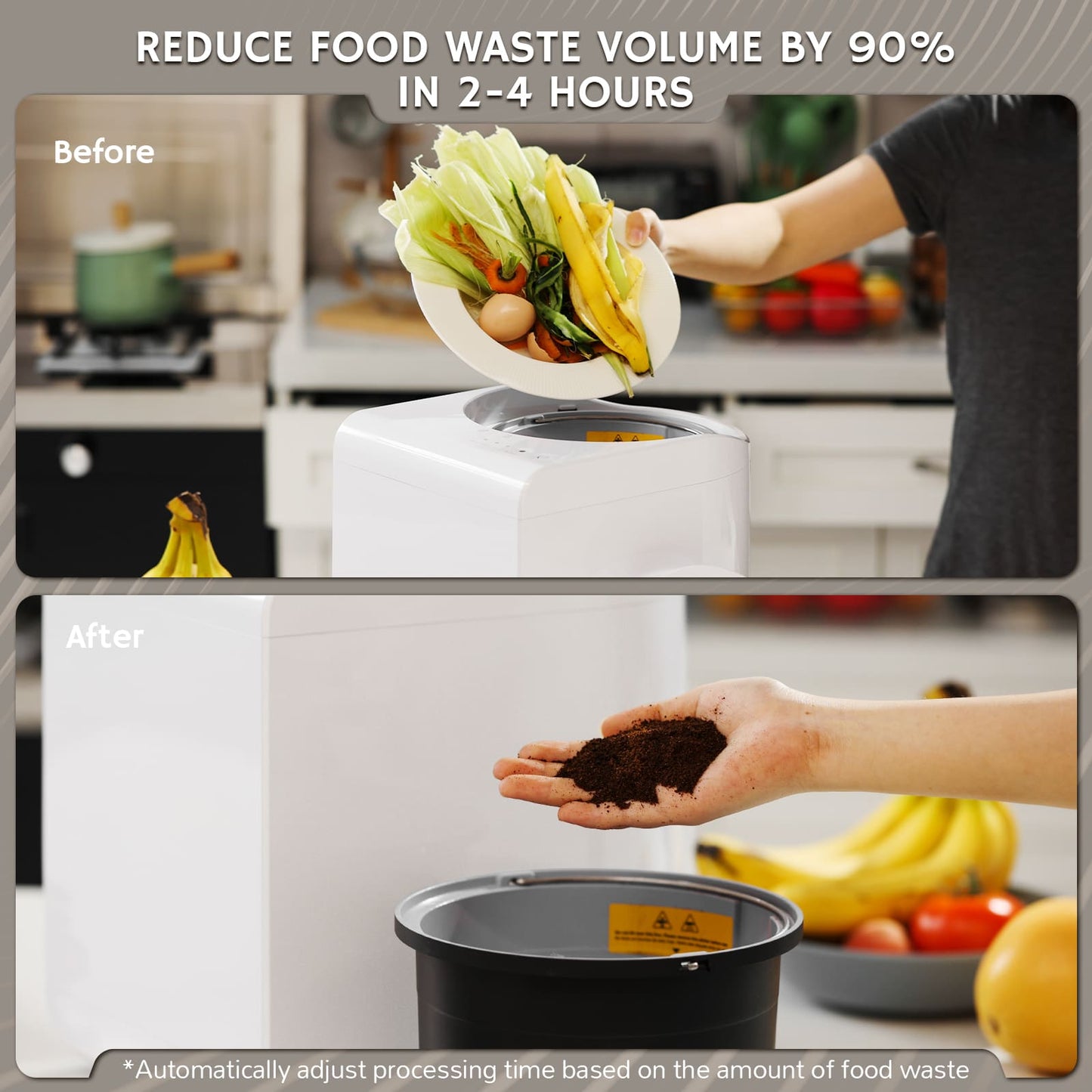 Airthereal Revive Electric Kitchen Composter, 2.5L Capacity with Sharksden Trinity Blade, Turn Food Waste and Scraps into Dry Compost Fertilizer for Plants, White
