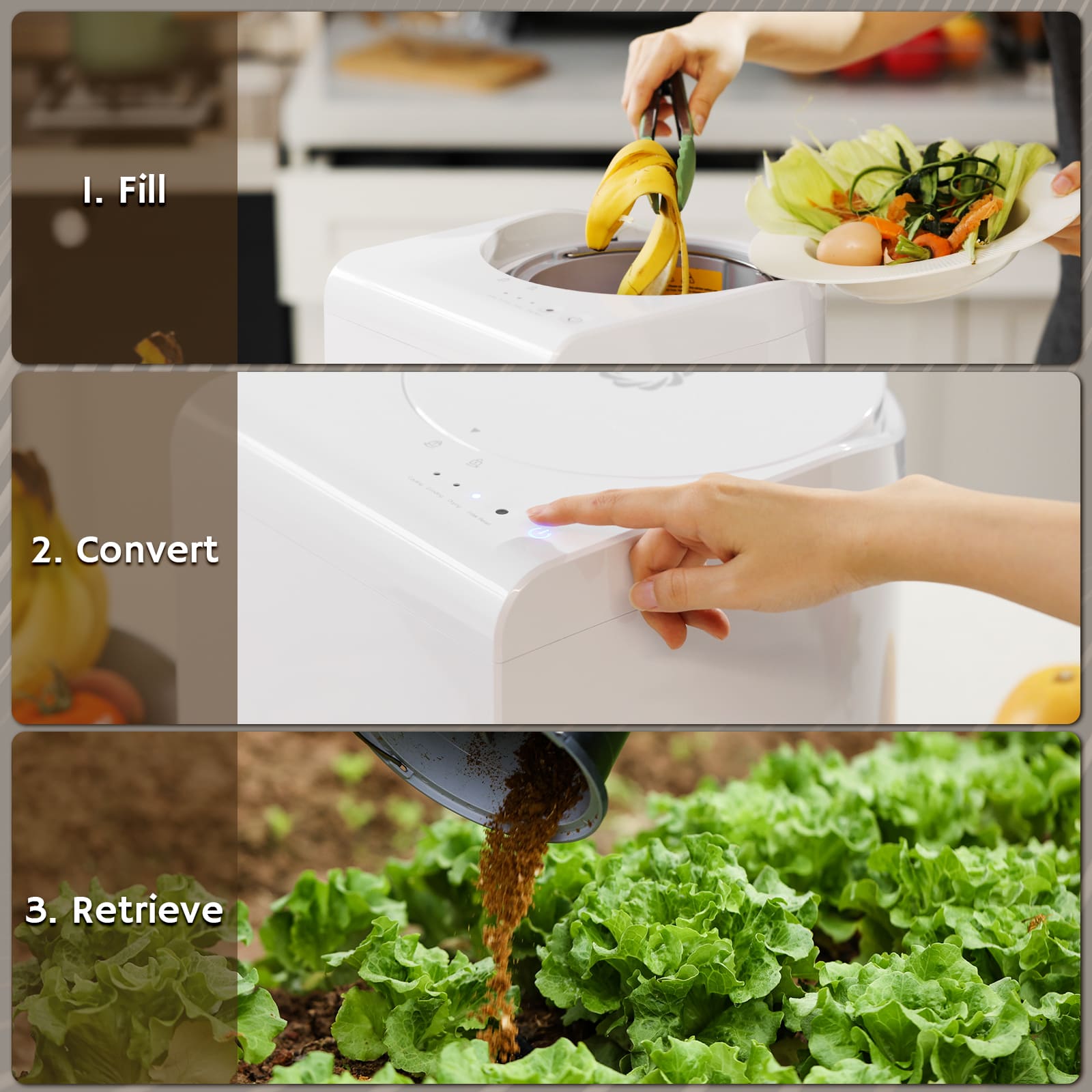 Airthereal Revive Electric Kitchen Composter, 2.5L Capacity with Sharksden Trinity Blade, Turn Food Waste and Scraps into Dry Compost Fertilizer for Plants, White