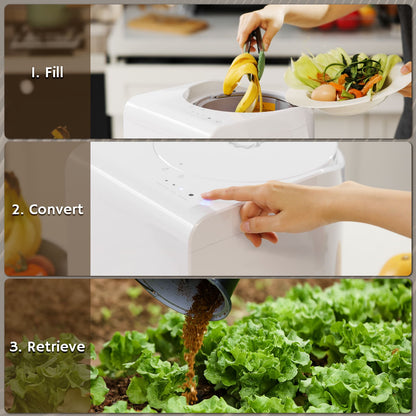 Airthereal Revive Electric Kitchen Composter, 2.5L Capacity with Sharksden Trinity Blade, Turn Food Waste and Scraps into Dry Compost Fertilizer for Plants, White
