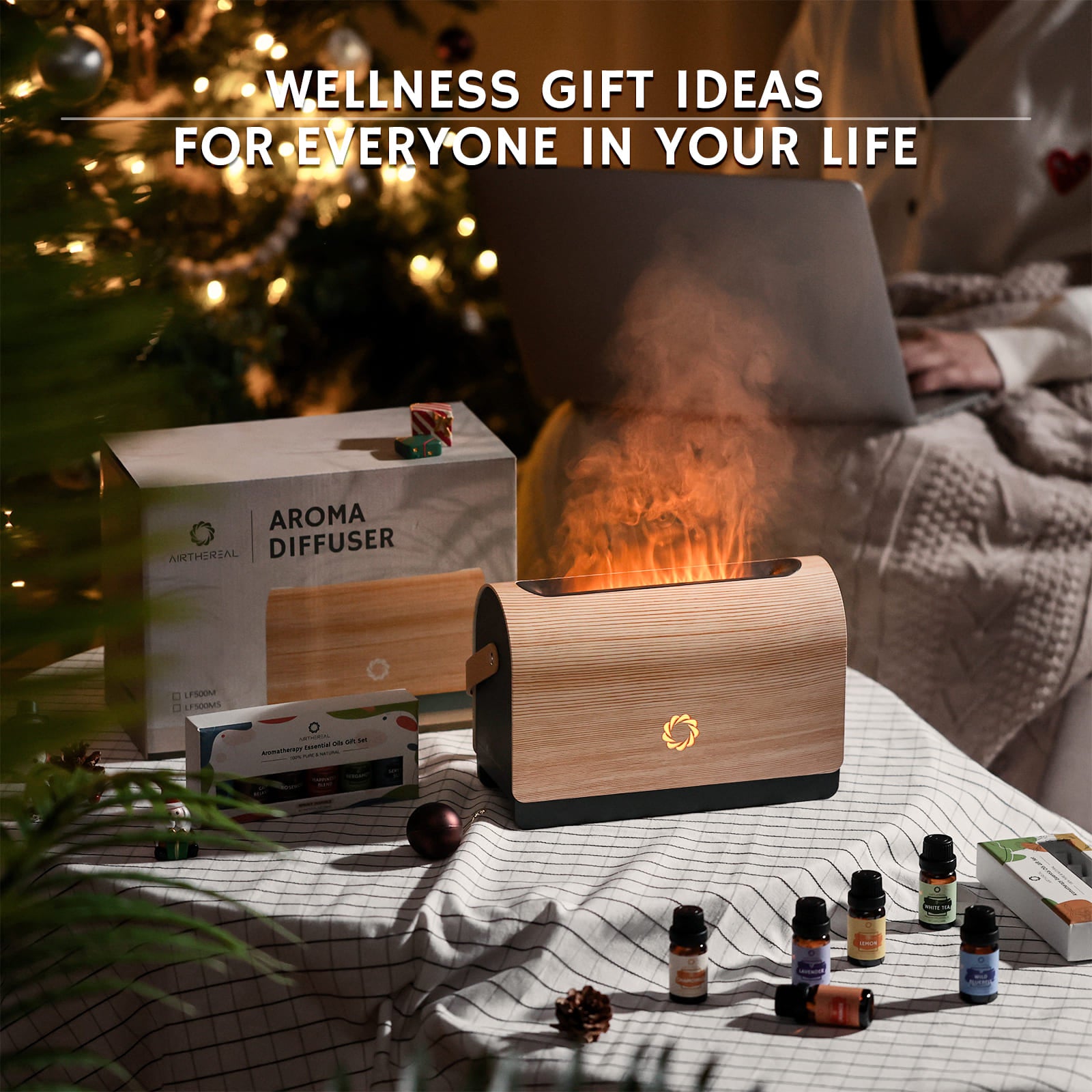 Airthereal LF500M Flame Diffuser, Aroma Essential Oil Diffuser 500ml, Timer Function, Set to run for 1-8 hours 
