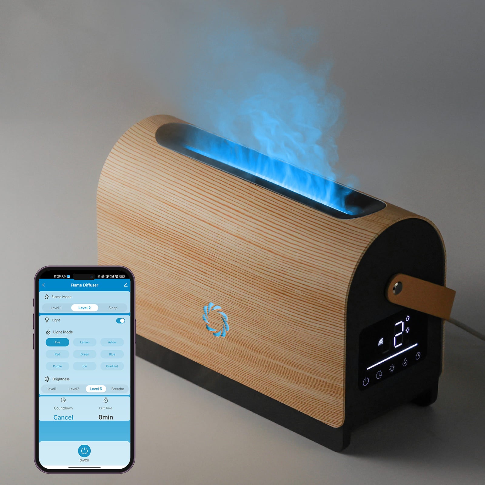 Airthereal Smart WiFi Flame Diffuser with 9 Changing Colors, 500ml Aroma Essential Oil Diffuser, Ultrasonic Cool Mist Humidifier with Adjustable Mist Mode, Timer, LED Flame Lighting Effect 