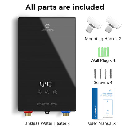 Airthereal Electric Tankless Water Heater, 8kW, 240 Volts - Endless On-Demand Hot Water - Self Modulates to Save Energy Use - for Faucet and Sink, Evening Tide series
