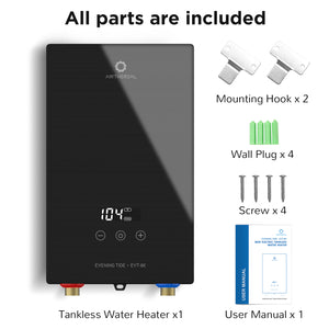 Airthereal Electric Tankless Water Heater, 8kW, 240 Volts - Endless On-Demand Hot Water - Self Modulates to Save Energy Use - for Faucet and Sink, Evening Tide series