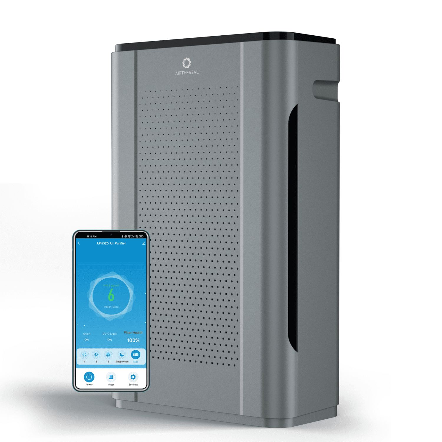 Airthereal APH320 WiFi Air Purifier for Home, Large Room - H13 True HEPA Filter, UV-C, Anion Function and Smart Auto Mode - Removes Allergies, Dust, Smoke, and Pollen, 188CFM - Pure Morning