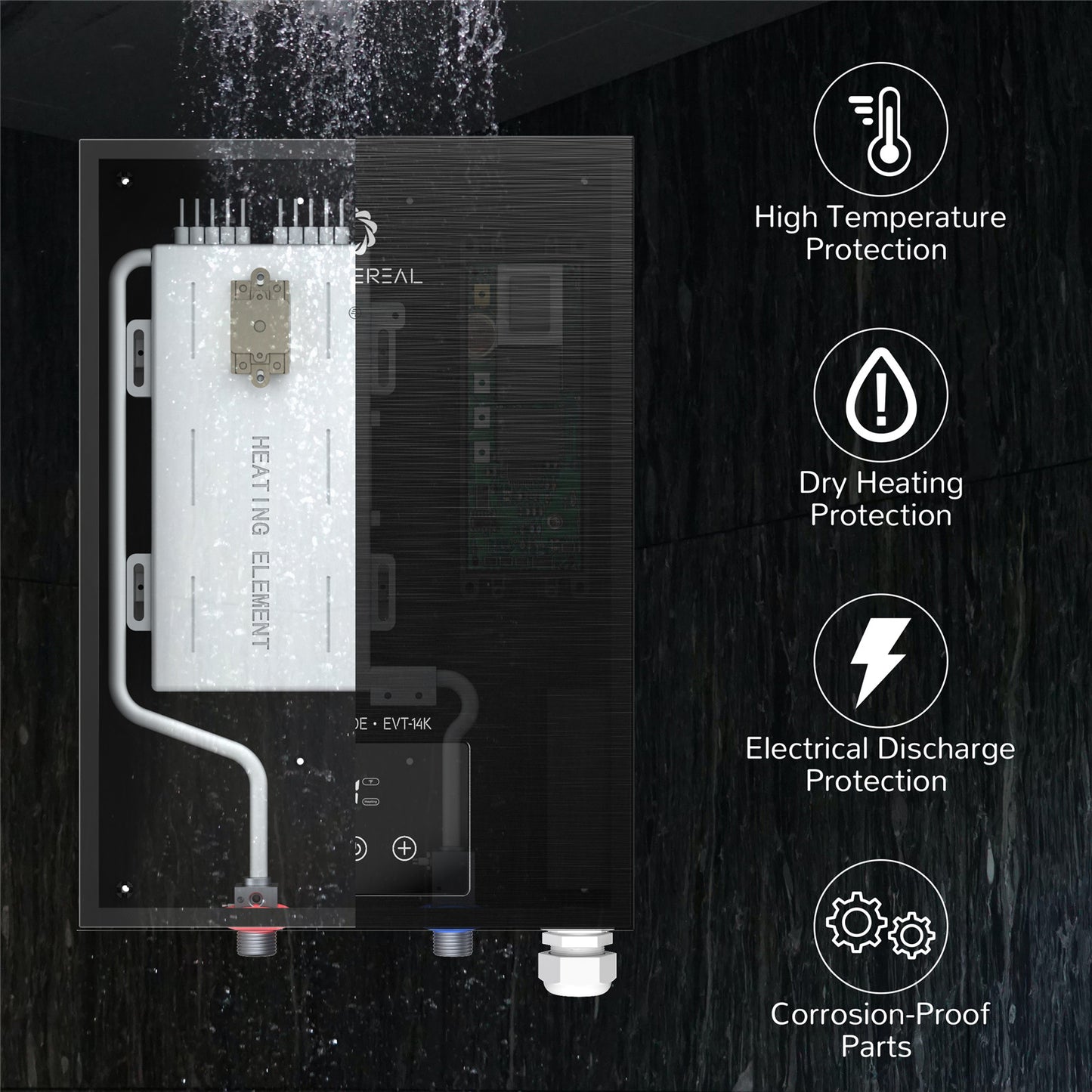 Airthereal Electric Tankless Water Heater - Endless On-Demand Hot Water - Self Modulates to Save Energy Use - Small Enough to Install Anywhere