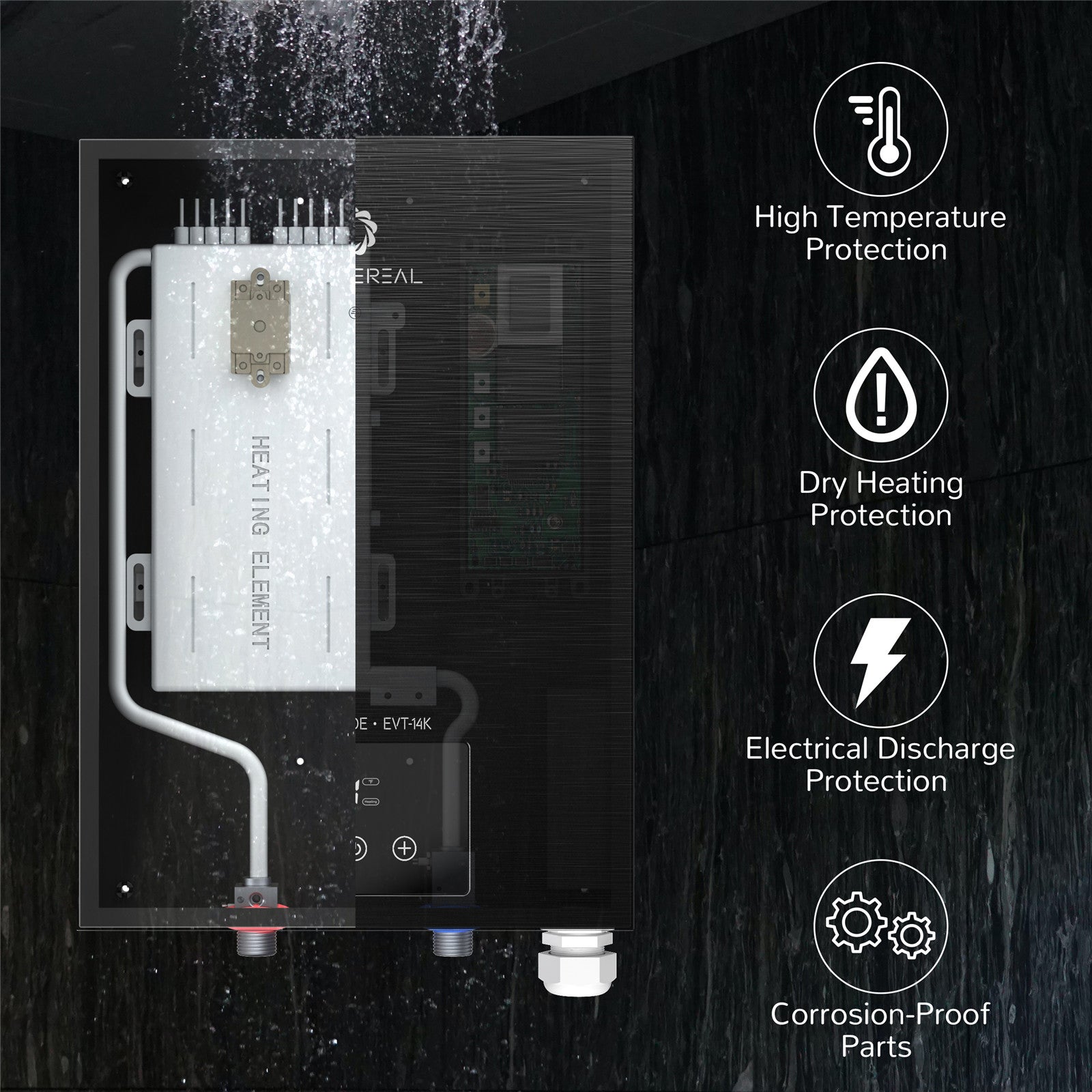 Airthereal Electric Tankless Water Heater - Endless On-Demand Hot Water - Self Modulates to Save Energy Use - Small Enough to Install Anywhere
