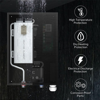 Airthereal Electric Tankless Water Heater - Endless On-Demand Hot Water - Self Modulates to Save Energy Use - Small Enough to Install Anywhere