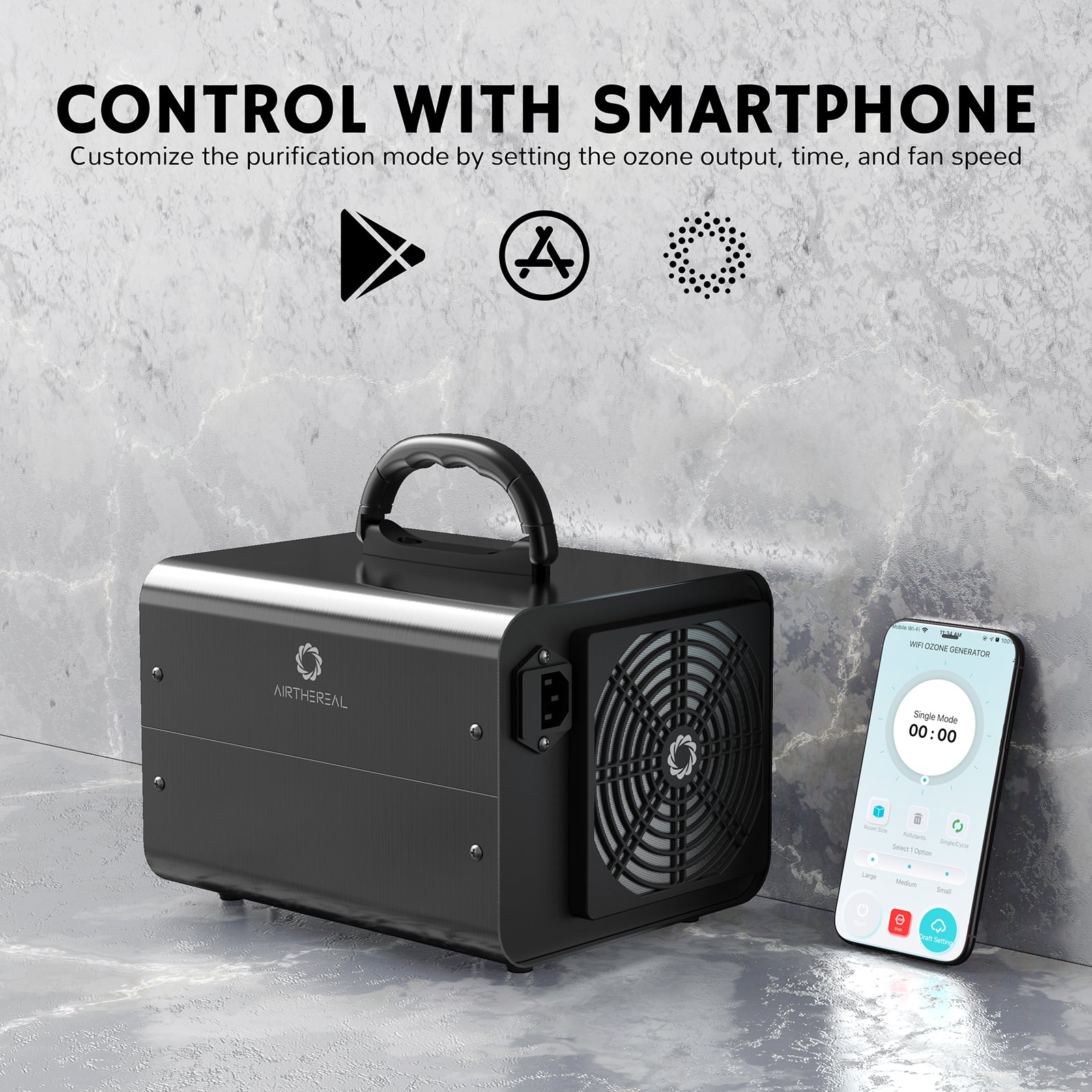 Airthereal MA10K-PRO SMART WiFi Ozone Generator - 10,000mg/hr - Control with Smart Phone - Black 