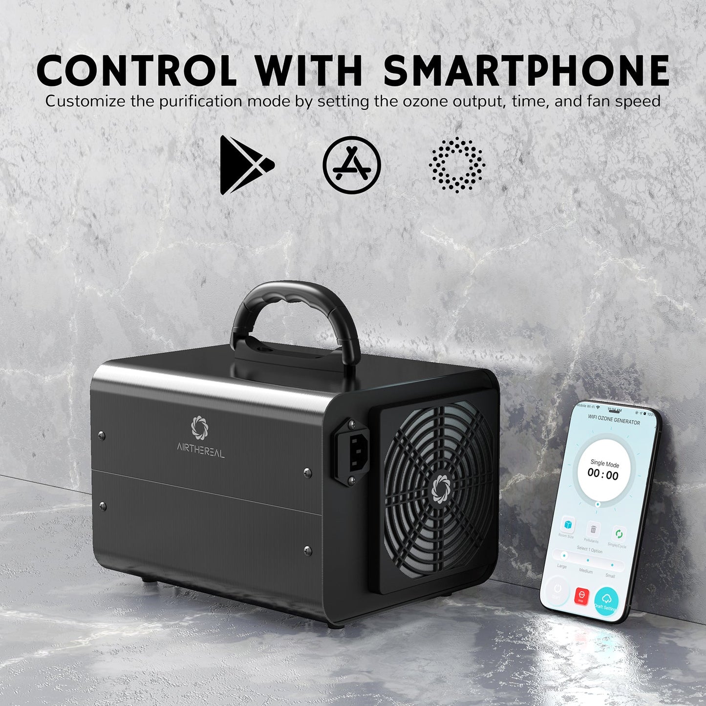 Airthereal MA10K-PRO SMART WiFi Ozone Generator - 10,000mg/hr - Control with Smart Phone - Black 