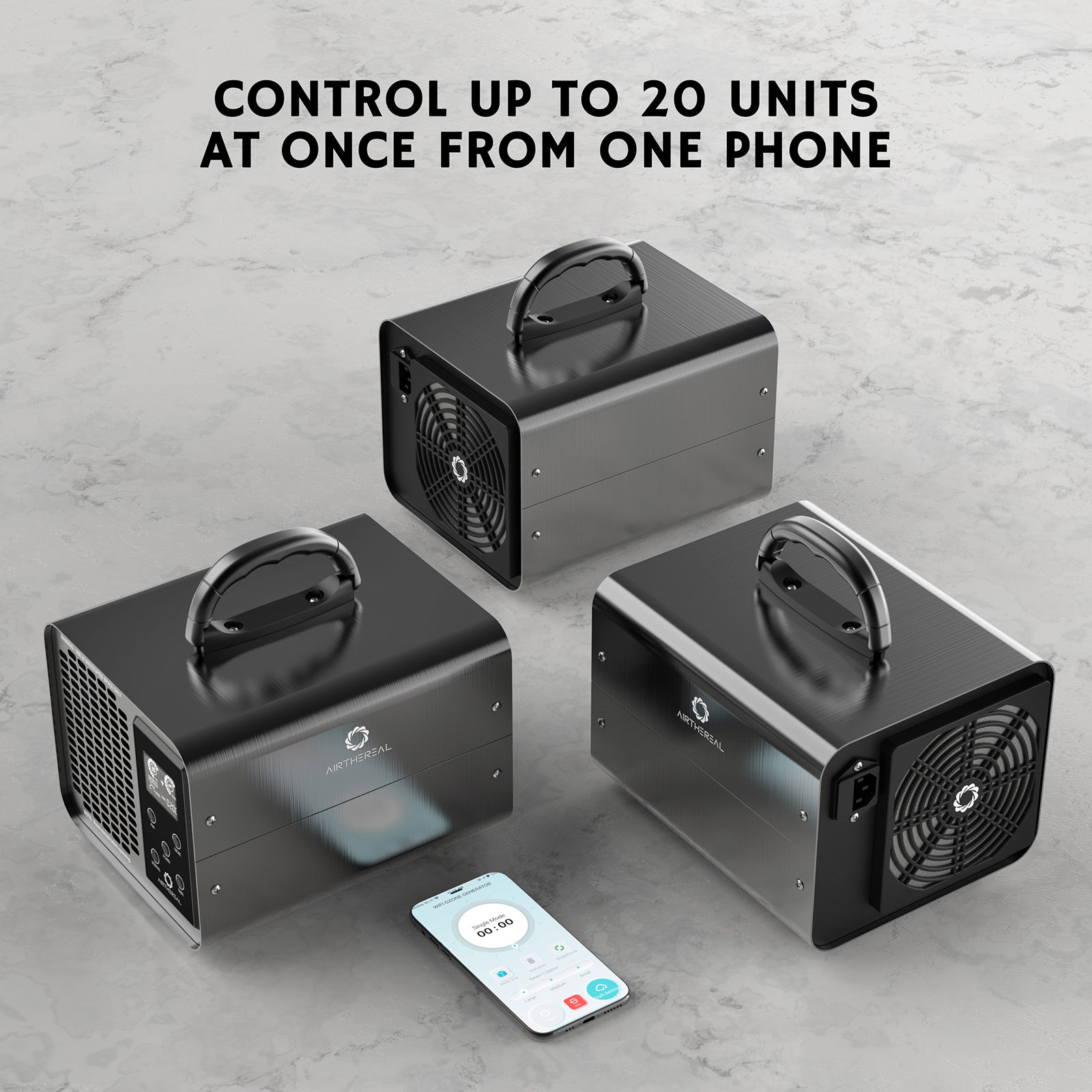 Airthereal MA10K-PRO SMART WiFi Ozone Generator - 10,000mg/hr - Control up to 20 units at once from one phone - Black 