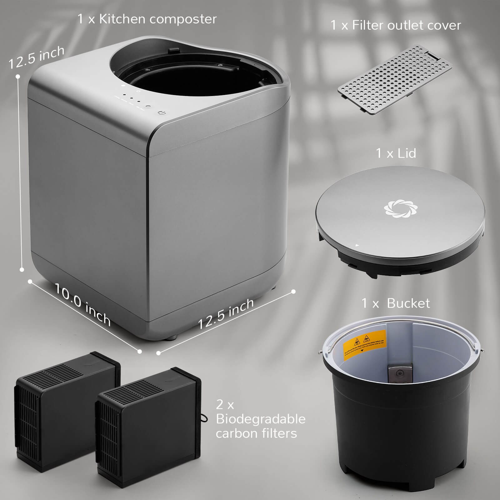 Airthereal Revive Electric Kitchen Composter, 2.5L Capacity with Sharksden Trinity Blade, Turn Food Waste and Scraps into Dry Compost Fertilizer for Plants 