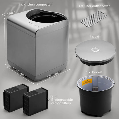Airthereal Revive Electric Kitchen Composter, 2.5L Capacity with Sharksden Trinity Blade, Turn Food Waste and Scraps into Dry Compost Fertilizer for Plants 
