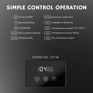 Airthereal Electric Tankless Water Heater, 9kW, 240Volts - Endless On-Demand Hot Water - Simple Control Operation
