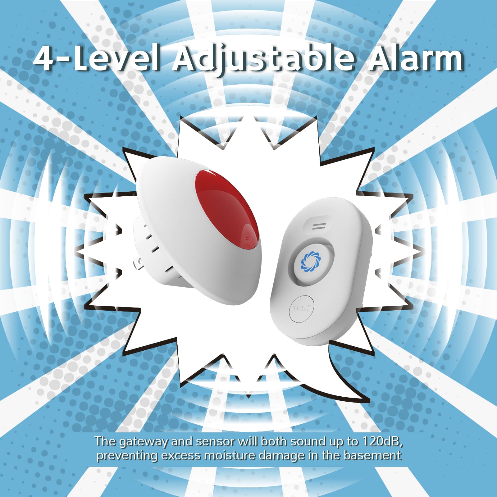Airthereal Water Leak Detectors 2 Pack, 120dB Adjustable Audio Alarm Sensor, Sensitive Leak and Drip Alert, for Kitchen Bathroom Basement (Battery Included) 